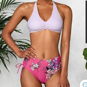 NWT CUPSHE Light Purple And Floral Braided Back